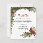 Red Kardinal Bereavement Vielen Dank Hinweis Dankeskarte (Vorderseite)