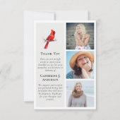 Red Kardinal Bird 3 Foto Beileid Beerdigung Dankeskarte (Vorderseite)