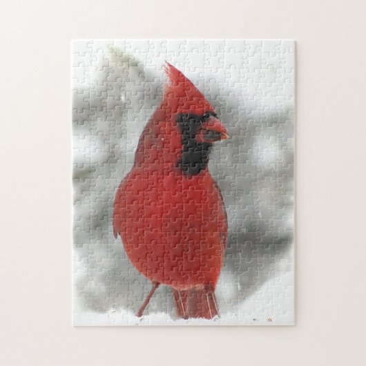 Red Kardinal Bird Animal Puzzle (Vertikal)