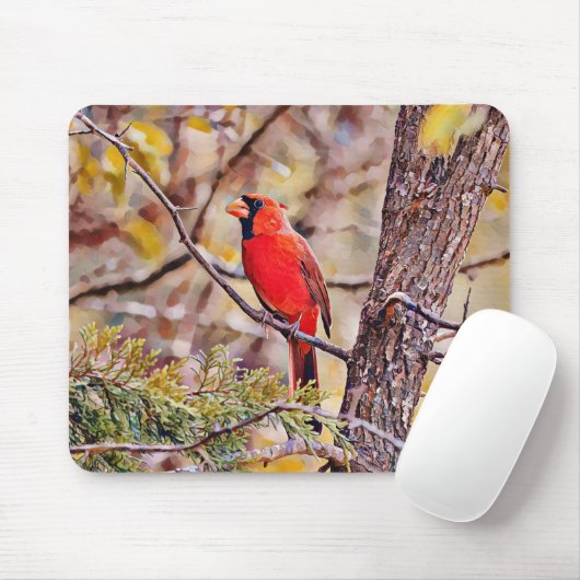 Red Kardinal Bird Art Mouse Pad Mousepad (Mit Mouse)
