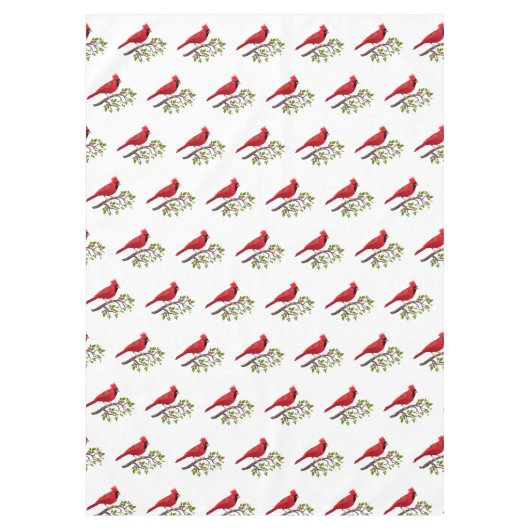 Red Kardinal Bird auf White Tableclout Tischdecke (Vorderseite)