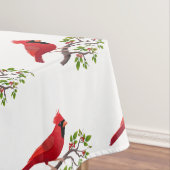 Red Kardinal Bird auf White Tableclout Tischdecke (Beispiel)