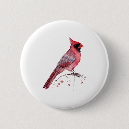 Red Kardinal Bird Button (Vorderseite)