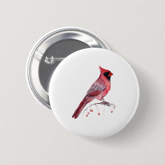 Red Kardinal Bird Button (Vorne & Hinten)
