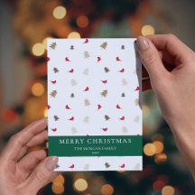 Red Kardinal Bird Christmas Card Moderne Pine Tree