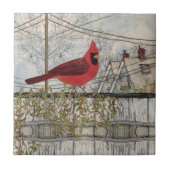 Red Kardinal Bird City Keramik Tile Fliese (Vorderseite)