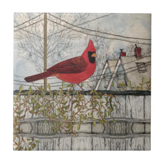 Red Kardinal Bird City Keramik Tile Fliese