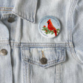 Red Kardinal Bird Frohe Weihnachtsknopf Button (Beispiel)