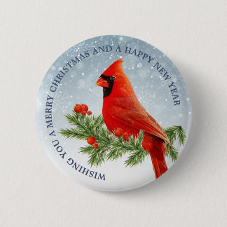 Red Kardinal Bird Frohe Weihnachtsknopf Button