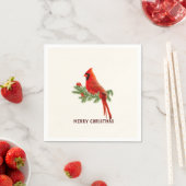 Red Kardinal Bird Frohe Weihnachtszeitung Napkin Serviette (Beispiel)