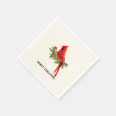 Red Kardinal Bird Frohe Weihnachtszeitung Napkin Serviette (Ecke)