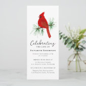 Red Kardinal Bird Funerity Digitale Veranstaltung Einladung (Stehend Vorderseite)