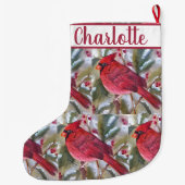 Red Kardinal Bird Großer Weihnachtsstrumpf (Rückseite)