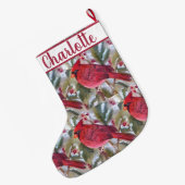 Red Kardinal Bird Großer Weihnachtsstrumpf (Rückseite (Hängend))