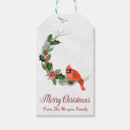 Red Kardinal Bird Holly Berry Weihnachten Geschenkanhänger