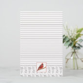 Red Kardinal Bird Lined Stationery Briefpapier (Stehend Vorderseite)