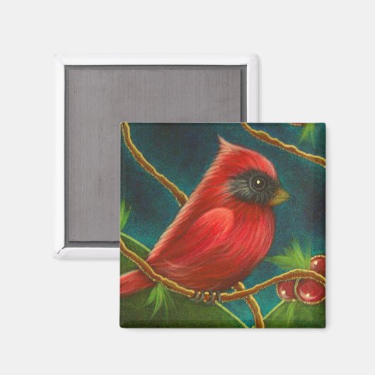 RED KARDINAL BIRD MAGNET (Vorderseite/Rückseite)