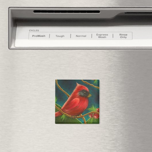 RED KARDINAL BIRD MAGNET (In Situ (Geschirrspüler))