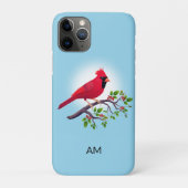 Red Kardinal Bird & Monogram on Light Blue Case M (Rückseite)