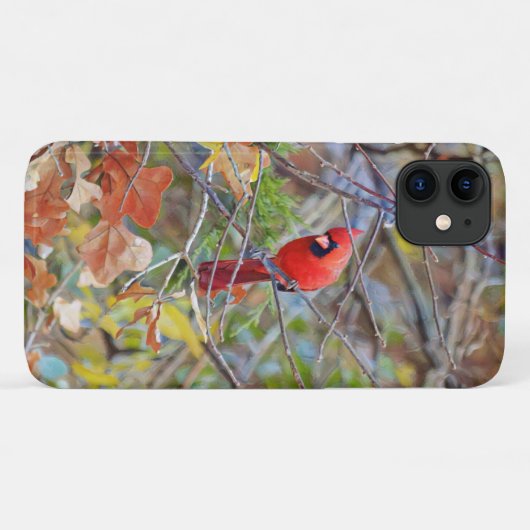 Red Kardinal Bird Nature Art Phone Case (Rückseite (Horizontal))