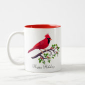Red Kardinal Bird on Tree Branch Two-Tone Coffee M Zweifarbige Tasse (Links)