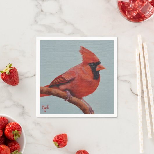 Red Kardinal Bird Painting Napkins Serviette (Beispiel)