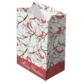 Red Kardinal Bird Pattern Frohe Weihnachtsgeschenk Mittlere Geschenktüte
