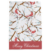 Red Kardinal Bird Pattern Frohe Weihnachtsgeschenk Mittlere Geschenktüte (Rückseite)