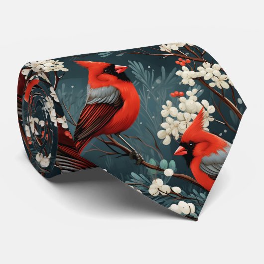 Red Kardinal Bird Pattern Krawatte (Gerollt)
