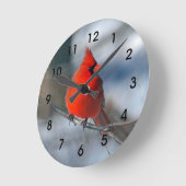 Red Kardinal Bird Runde Wanduhr (Winkel)