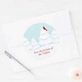 Red Kardinal Bird Snow Scene Weihnachtsgebäck Runder Aufkleber (Umschlag)