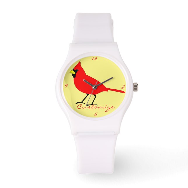 Red Kardinal Bird Thunder_Cove Armbanduhr (Vorderseite)