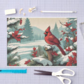 Red Kardinal Bird und Red Wild Berries Seidenpapier (Handwerk)