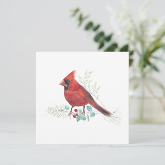 Red Kardinal Bird Watercolor (Stehend Vorderseite)