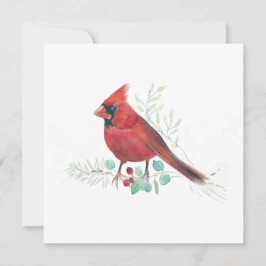 Red Kardinal Bird Watercolor (Vorderseite)