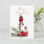 Red Kardinal Bird Watercolor Winter Weihnachten (Stehend Vorderseite)