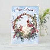 Red Kardinal Bird Watercolor Winter Weihnachten (Stehend Vorderseite)