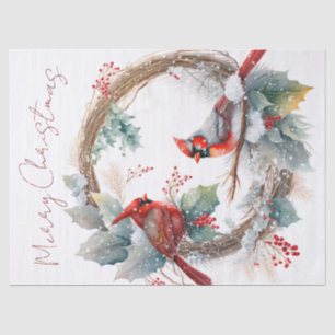 Red Kardinal Bird Watercolor Winter Weihnachten Seidenpapier