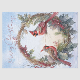 Red Kardinal Bird Watercolor Winter Weihnachten Seidenpapier
