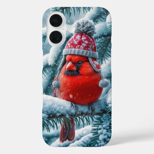 Red Kardinal Bird Wear Winter Hat Case-Mate iPhone Hülle (Rückseite)