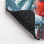 Red Kardinal Bird Wear Winter Hat Mousepad (Ecke)
