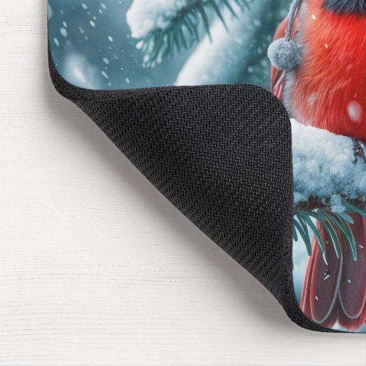 Red Kardinal Bird Wear Winter Hat Mousepad (Ecke)