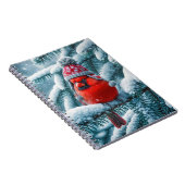 Red Kardinal Bird Wear Winter Hat Notizblock (Rechte Seite)