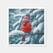 Red Kardinal Bird Wear Winter Hat Serviette (Vorderseite)