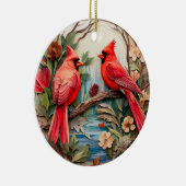Red Kardinal Bird Weihnachten Personalisiert Keramik Ornament (Rechts)