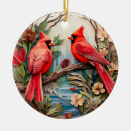 Red Kardinal Bird Weihnachten Personalisiert Keramik Ornament
