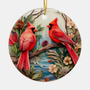 Red Kardinal Bird Weihnachten Personalisiert Keramik Ornament