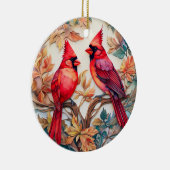 Red Kardinal Bird Weihnachten Personalisiert Keramik Ornament (Rechts)