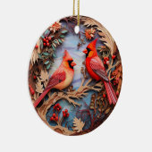 Red Kardinal Bird Weihnachten Personalisiert Keramik Ornament (Rechts)