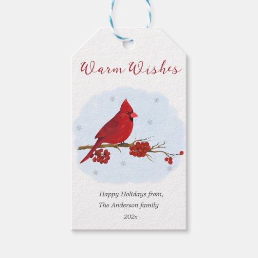 Red Kardinal Bird Weihnachtsgeschenke Tags Geschenkanhänger (Vorderseite)